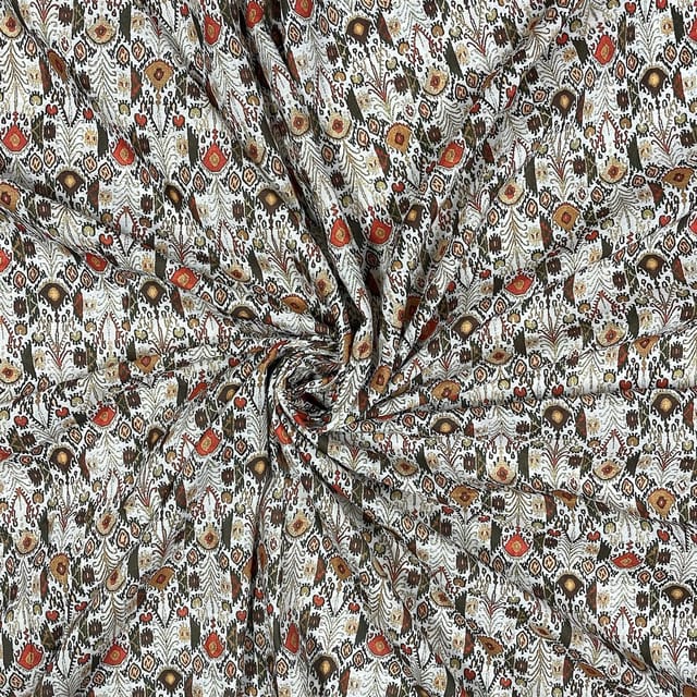 Multi Colour Cotton Linen Slub Printed Fabric