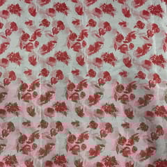 Red Colour Organza Printed Fabric
