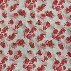 Red Colour Organza Printed Fabric