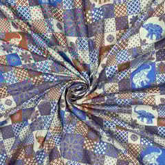 Multi Colour Cotton Linen Slub Printed Fabric