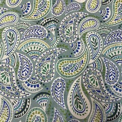 Light Sea Green Colour Organza Printed Fabric