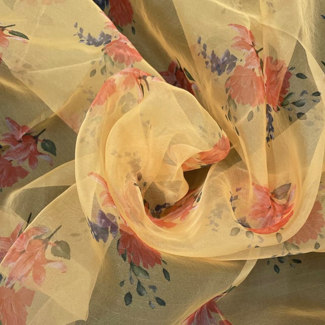Multi Colour Organza Printed Fabric