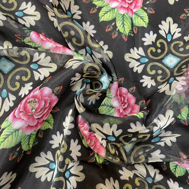 Multi Colour Organza Printed Fabric
