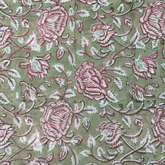 Pista Green Colour Cotton Voil Printed Fabric