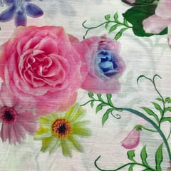 White Colour Imported Printed Fabric