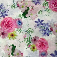 White Colour Imported Printed Fabric