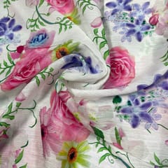 White Colour Imported Printed Fabric