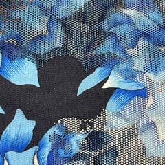 Black Colour Net Printed Fabric