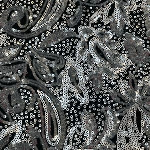 Silver Colour Lycra Sequins Embroidered Fabric