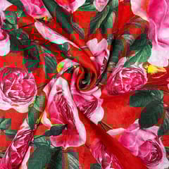 Red Colour Imported Printed Fabric
