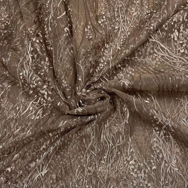 Mouse Colour Net Sequins Embroidered Fabric