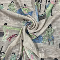 Grey Colour Imported Printed Fabric