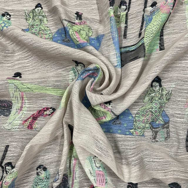 Grey Colour Imported Printed Fabric