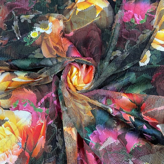 Multi Colour Net Printed Fabric