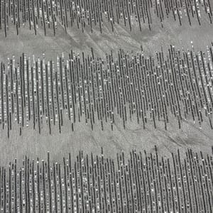 White Colour Lycra Sequins Embroidered Fabric