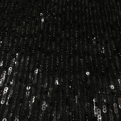Black Colour Net Sequins Embroidered Fabric