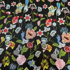 Black Colour Net Sequins Embroidered Fabric