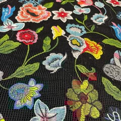 Black Colour Net Sequins Embroidered Fabric