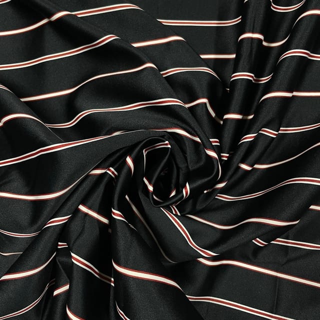 Black Colour Metallic Stripe Fabric