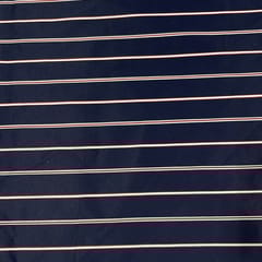 Navy Blue Colour Metallic Stripe Fabric