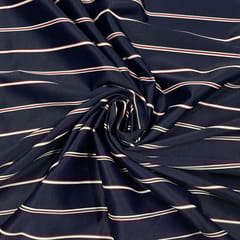 Navy Blue Colour Metallic Stripe Fabric