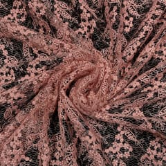 Pink Colour Net Sequins Embroidered Fabric