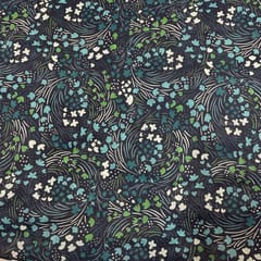 Dark Blue Colour Muslin Printed Fabric