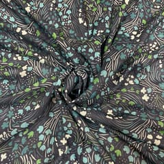 Dark Blue Colour Muslin Printed Fabric