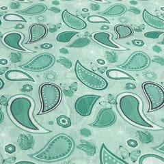 Light Green Colour Muslin Printed Fabric
