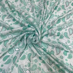 Light Green Colour Muslin Printed Fabric