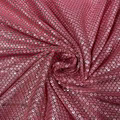 Beige Colour Net Embroidered Fabric