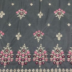 Light Brown Colour Net Embroidered Fabric