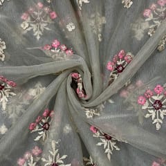 Light Brown Colour Net Embroidered Fabric