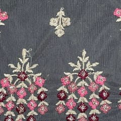 Light Brown Colour Net Embroidered Fabric