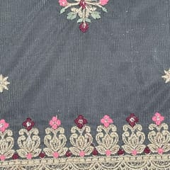 Light Green Colour Net Embroidered Fabric
