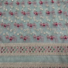 Light Green Colour Net Embroidered Fabric