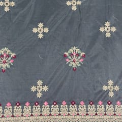 Light Green Colour Net Embroidered Fabric