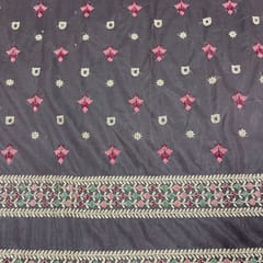 Light Brown Colour Net Embroidered Fabric