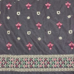 Dull Pink Colour Net Embroidered Fabric