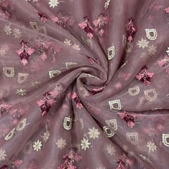 Dull Pink Colour Net Embroidered Fabric