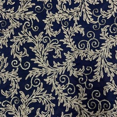 Blue Colour Net Embroidered Fabric