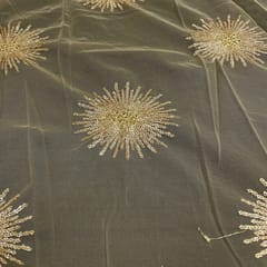 Gold Colour Net Embroidered Fabric