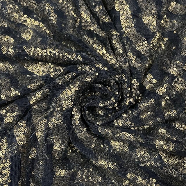 Black Colour Net Embroidered Fabric