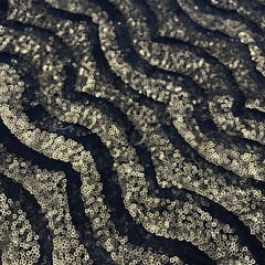 Black Colour Net Embroidered Fabric