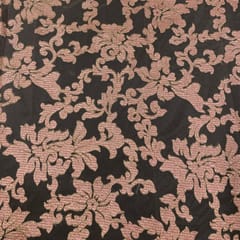 Peach Colour Net Embroidered Fabric