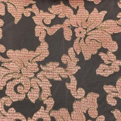 Peach Colour Net Embroidered Fabric