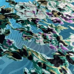 Turquoise Colour Velvet Brasso Printed Fabric