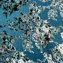 Turquoise Colour Velvet Brasso Printed Fabric