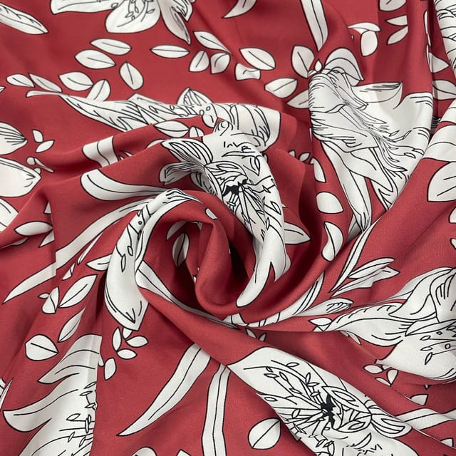 Multi Colour Heavy Crepe Printed Fabric