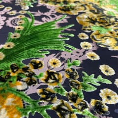 Black Colour Velvet Brasso Printed Fabric